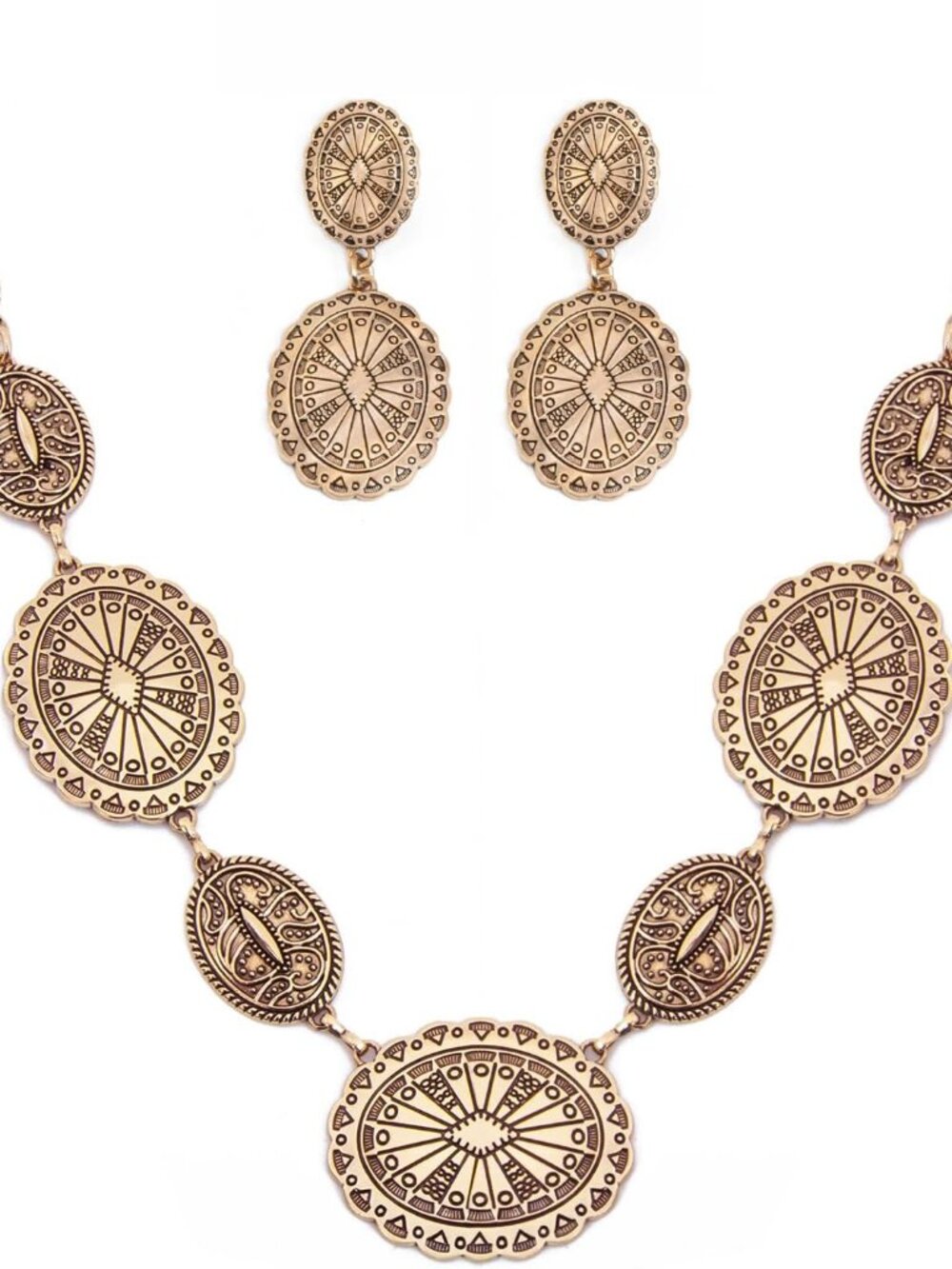 Vintage Western Jewelry Set for Women – Boho Cowgirl Necklace & Earrings